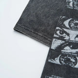Gothic Eye Graphic Washed Black T-Shirt
