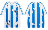 Feather Print Mesh Stripe Sport Polyester T-Shirt