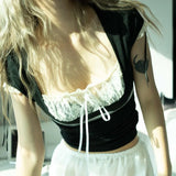 Gothic Lace Patchwork Fairycore Aesthetics T-Shirt