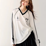 Y2K Streetwear Gidyq Vintage Sports V-Neck T-Shirt