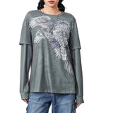 Vintage Grunge Graphic Long Sleeve T-Shirt