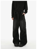 Streetwear Vintage Pleated Cargo Wide Leg Jeans