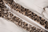 Leopard Spliced Hooded Padded Fleece Jacket