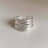 Geometric Twisted Lines Sterling Silver Ring