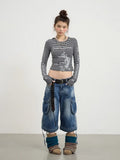 Vintage Cozy Drawstring Cargo Denim Jorts
