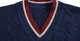 Premium Retro College Style V-Neck Collar Sweater