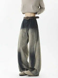 Blue Casual High Waisted Wide Legg Jeans