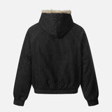 Y2K Quilted Retro Denim Fur Hooded Jacket