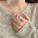 Matte Swirl Spiral Geometric Adjustable Ring
