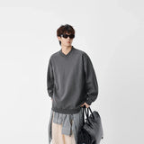 Minimalist Label Detail V-Neck Sweatshirt