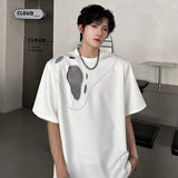 Patchwork Hollow Out Short Sleeve T-Shirt