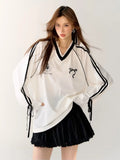 Y2K Streetwear Gidyq Vintage Sports V-Neck T-Shirt