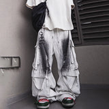 Trendy Loose Multi-Pocket Sleek Lines Jeans