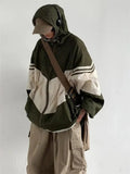 Color Block Hooded Oversized Jacket