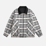 Versatile Patchwork Plaid Lapel Color Block Jacket