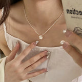 Women Sterling Silver Flower Bead Necklace