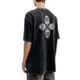Retro Patterned Short-Sleeved Cotton T-Shirt
