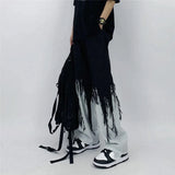 Flattering Contrast Color Tassel Loose Jeans