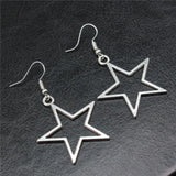Silver Color Hollow Star Earrings
