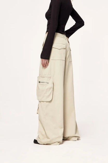 Multi Pockets Wide Leg Cargo Pants