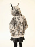Women American Style Doberman Print Hooded Sweatshirt