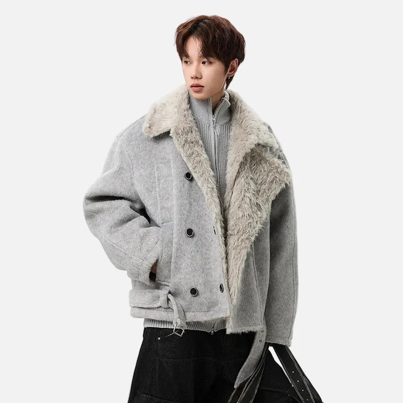 Chic High-End Turn Down Fur Collar Jacket