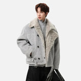 Chic High-End Turn Down Fur Collar Jacket