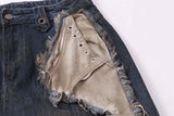 Vintage Ripped Washed Patchwork Denim Jeans
