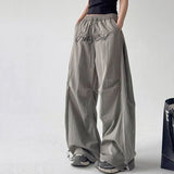 Gray Parachute Letter Embroidery Cargo Pants