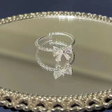 White Bowknot Zinc alloy Ring
