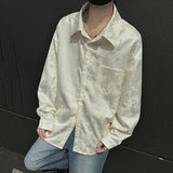 Solid Color Jacquard Lapel Pocket Shirt