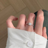 Elegant Silver Zircon Geometry Ring