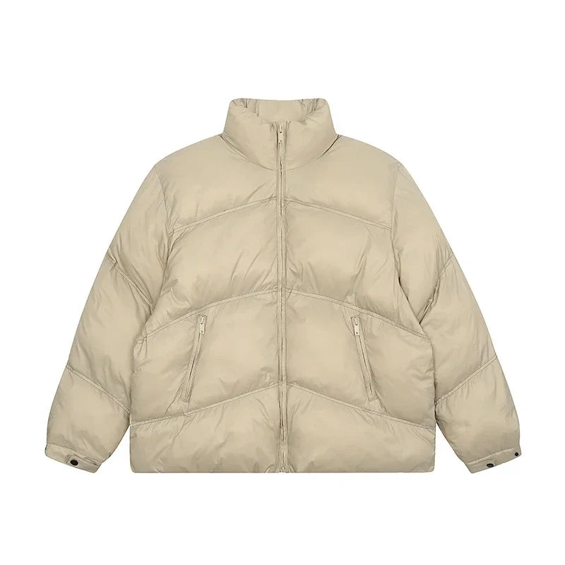 Metal Logo Stand Collar Down Bomber Jacket