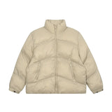 Metal Logo Stand Collar Down Bomber Jacket