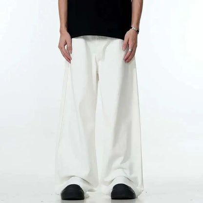 Solid Color Raw Edge Denim Jeans