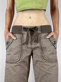 Retro Lace Up Low Rise Pants