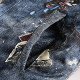 Abstract Chain Detail Denim Jacket