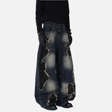 Fashionable Frayed Edge Boot Cut Jeans