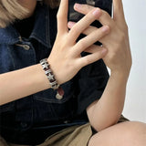 Y2K Star-Studded Leather Bracelet