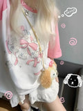 Sweet Pink Kawaii Graphic Rabbit T-Shirt