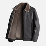 Thick Winter Fleece Lined Furr Collar Leather Jacket