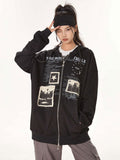 Y2K Retro Patches Letter Print Hoodie