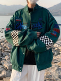 Y2K Plaid Embroidered Vintage Racer Jacket