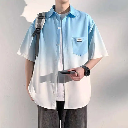 Oversized Gradient Casual Short-Sleeved Shirt