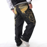 Embroidered Spliced Straight Fit Denim Jeans