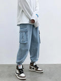 Baggy Streetwear Black Denim Cargo Jeans