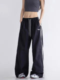 Women Casual Vintage Striped High Waist Sweatpants