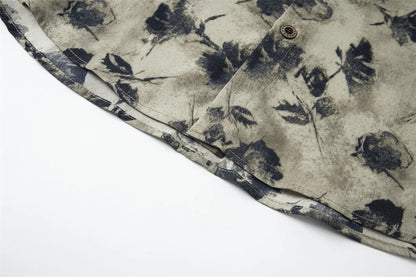 DAXUEN Men's short-sleeve button-up shirt with floral print