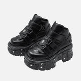 Gothic Ankle with Metal Decor Lace Up Heel Boots