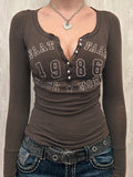 Y2K Rockstar Revival Henley T-Shirt